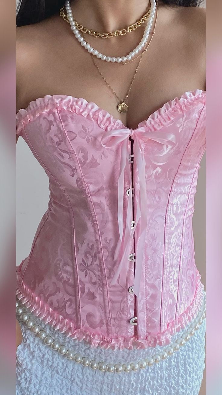 🌸✨ Corset Victoriano Rosado con Broches ✨🌸