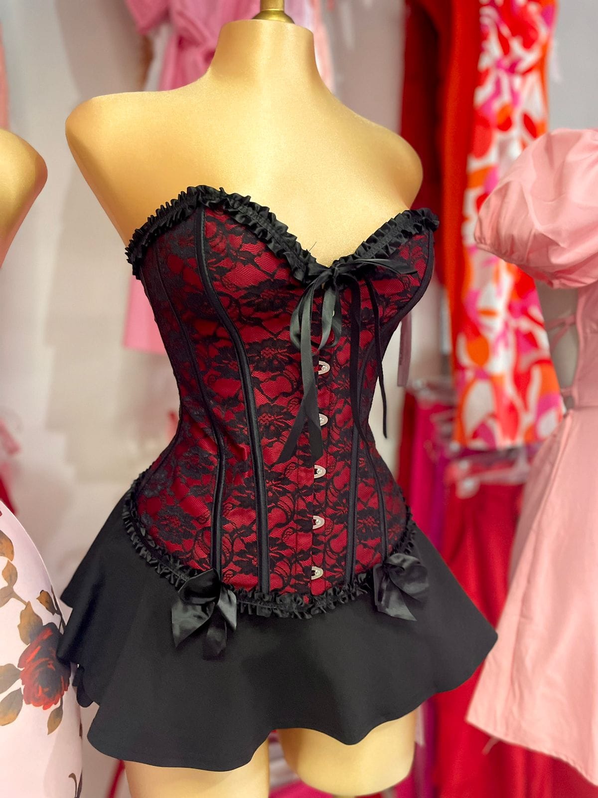 🔥🖤 Corset Victoriano Rojo con Negro con Broches - Nuevo Modelo 🖤🔥