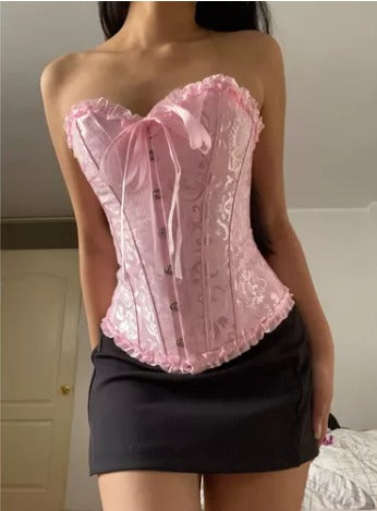 🌸✨ Corset Victoriano Rosado con Broches ✨🌸