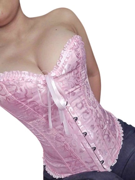 🌸✨ Corset Victoriano Rosado con Broches ✨🌸